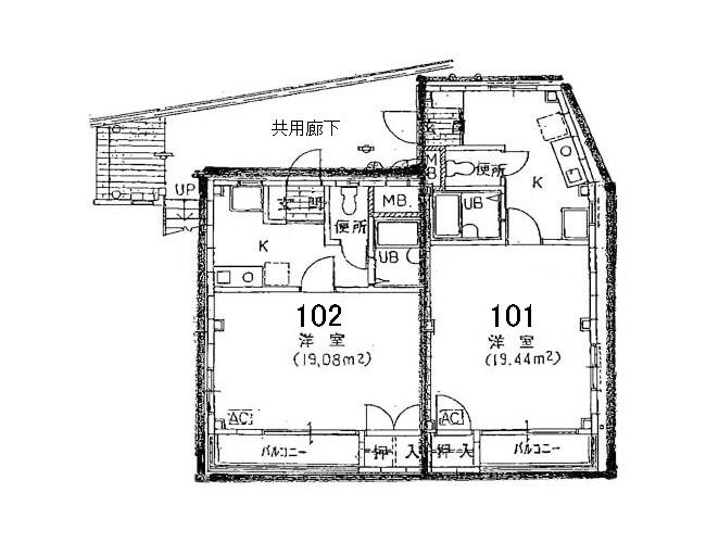 302号室間取図(102同)