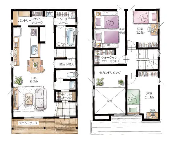 狭い土地にも建つ